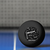 Jouw naam en monogram aangepast patroonzwart pingpongbal (Net)