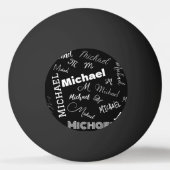 Jouw naam en monogram aangepast patroonzwart pingpongbal (Achterkant)