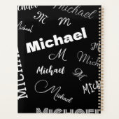 Jouw naam en monogram aangepast patroonzwart planner (Achterkant)