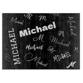 Jouw naam en monogram aangepast patroonzwart snijplank