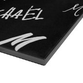 Jouw naam en monogram aangepast patroonzwart snijplank (Hoek)