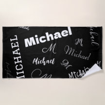 Jouw naam en monogram aangepast patroonzwart