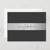 Jouw naam en monogram | Grays & Faux Silver-look Briefkaart (Voorkant / Achterkant)