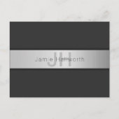 Jouw naam en monogram | Grays & Faux Silver-look Briefkaart (Voorkant)