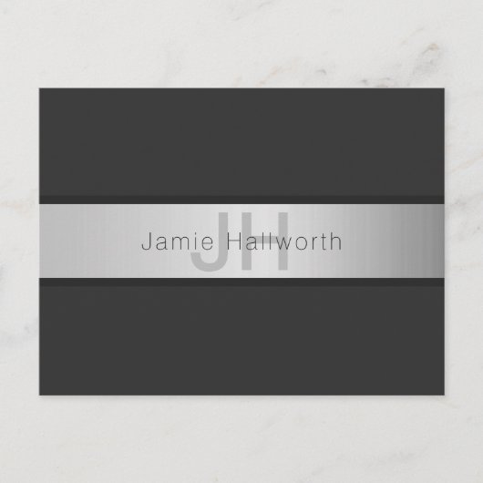 Jouw naam en monogram | Grays & Faux Silver-look Briefkaart (Voorkant)