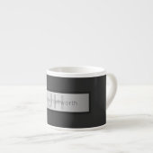 Jouw naam en monogram | Grays & Faux Silver-look Espresso Kop (Voorkant rechts)