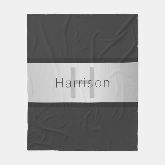 Jouw naam en monogram | Grays & Faux Silver-look Fleece Deken (Voorkant)