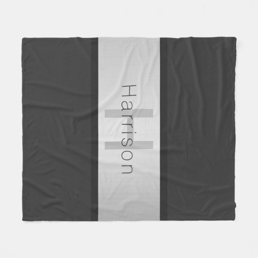 Jouw naam en monogram | Grays & Faux Silver-look Fleece Deken (Voorkant (Horizontaal))