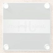 Jouw naam en monogram | Grays & Faux Silver-look Glazen Onderzetter (Achterkant)
