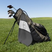 Jouw naam en monogram | Grays & Faux Silver-look Golfhanddoek (Groen)