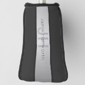 Jouw naam en monogram | Grays & Faux Silver-look Golfheadcover (Draai 90)