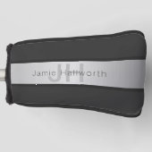 Jouw naam en monogram | Grays & Faux Silver-look Golfheadcover (Voorkant)