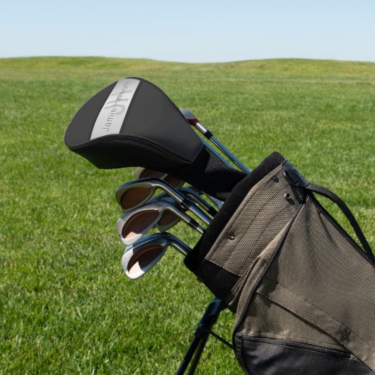 Jouw naam en monogram | Grays & Faux Silver-look Golfheadcover (Insitu)