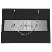 Jouw naam en monogram | Grays & Faux Silver-look Groot Cadeauzakje (Voorkant)