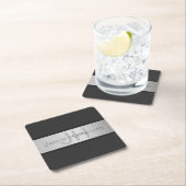 Jouw naam en monogram | Grays & Faux Silver-look Kartonnen Onderzetters (Insitu)