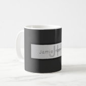 Jouw naam en monogram | Grays & Faux Silver-look Koffiemok (Voorkant links)