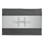 Jouw naam en monogram | Grays & Faux Silver-look Kussensloop (Achterkant-Links)