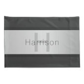 Jouw naam en monogram | Grays & Faux Silver-look Kussensloop (Achterkant-Rechts)