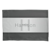 Jouw naam en monogram | Grays & Faux Silver-look Kussensloop (Voorkant-Links)