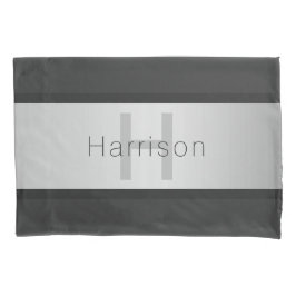 Jouw naam en monogram | Grays & Faux Silver-look Kussensloop