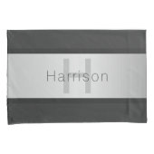 Jouw naam en monogram | Grays & Faux Silver-look Kussensloop (Voorkant-Rechts)