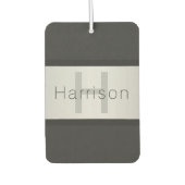 Jouw naam en monogram | Grays & Faux Silver-look Luchtverfrisser (Voorkant)