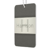 Jouw naam en monogram | Grays & Faux Silver-look Luchtverfrisser (Links)