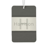 Jouw naam en monogram | Grays & Faux Silver-look Luchtverfrisser (Achterkant)