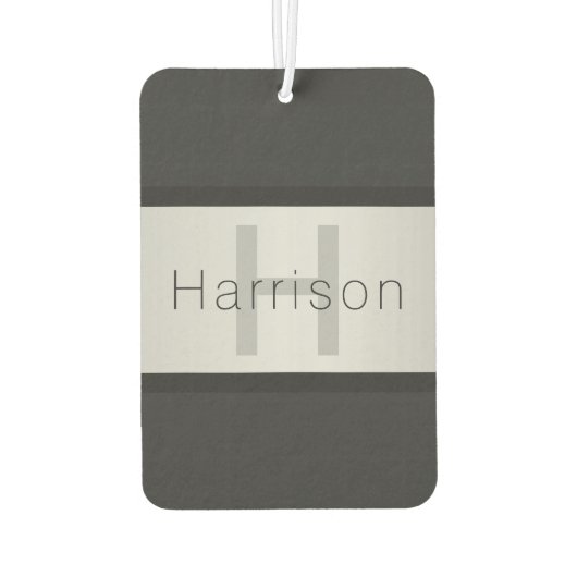 Jouw naam en monogram | Grays & Faux Silver-look Luchtverfrisser (Achterkant)