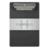 Jouw naam en monogram | Grays & Faux Silver-look Mini Klembord (Voorkant)