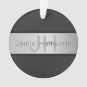 Jouw naam en monogram | Grays & Faux Silver-look Ornament (voorkant)