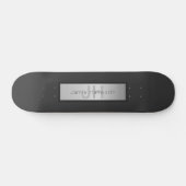 Jouw naam en monogram | Grays & Faux Silver-look Persoonlijk Skateboard (Horizontaal)