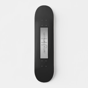Jouw naam en monogram Grays & Faux Silver-look Persoonlijk Skateboard