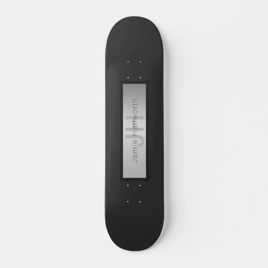 Jouw naam en monogram | Grays & Faux Silver-look Persoonlijk Skateboard (Voorkant)