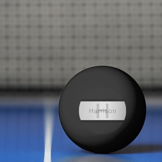 Jouw naam en monogram | Grays & Faux Silver-look Pingpongbal (Net)