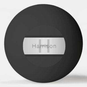 Jouw naam en monogram   Grays & Faux Silver-look Pingpongbal