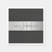 Jouw naam en monogram | Grays & Faux Silver-look Servet (Voorkant)