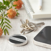 Jouw naam en monogram | Grays & Faux Silver-look Sleutelhanger (Zijkant)