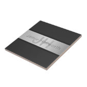 Jouw naam en monogram | Grays & Faux Silver-look Tegeltje (Zijkant)