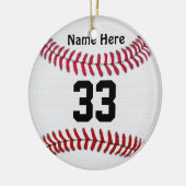 Jouw naam en nummer van persoonlijke honkbalsierad keramisch ornament (Links)