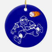 Jouw naam en nummer van persoonlijke honkbalsierad keramisch ornament (Achterkant)