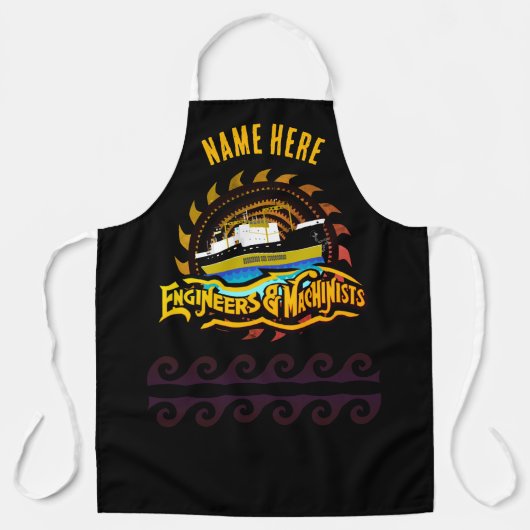 JOUW NAAM Engineer en Machinist Boat Crew Werk Schort (Voorkant)