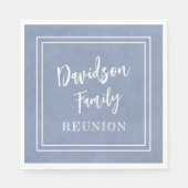 Jouw naam Family Reunion Script Dusty Blue Paper Servet (Voorkant)