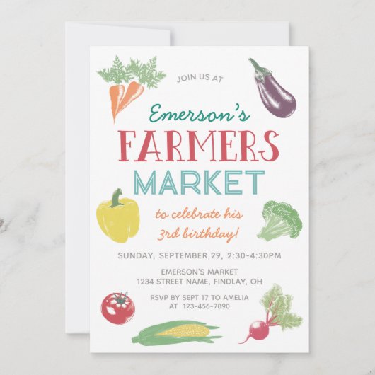 Jouw naam Farmers Market Birthday Party, elke leef Kaart (Voorkant)