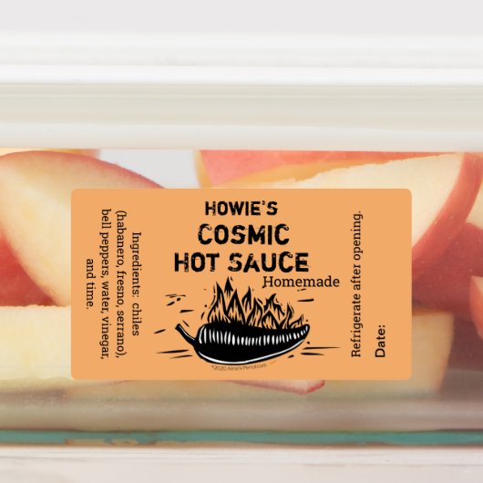 Jouw naam Flaming Chili Pepper Zelfgemaakte Hot Sa Labels (Aangebracht)