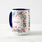 Jouw naam Floral Custom  Inspiratie Mok (Voorkant links)