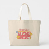 Jouw naam Flowered Beach Bag Grote Tote Bag (Achterkant)