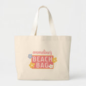 Jouw naam Flowered Beach Bag Grote Tote Bag (Voorkant)