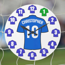 Jouw naam Football Klok - Blauwe Shirten