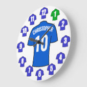Jouw naam Football Klok - Blauwe Shirten (Hoek)